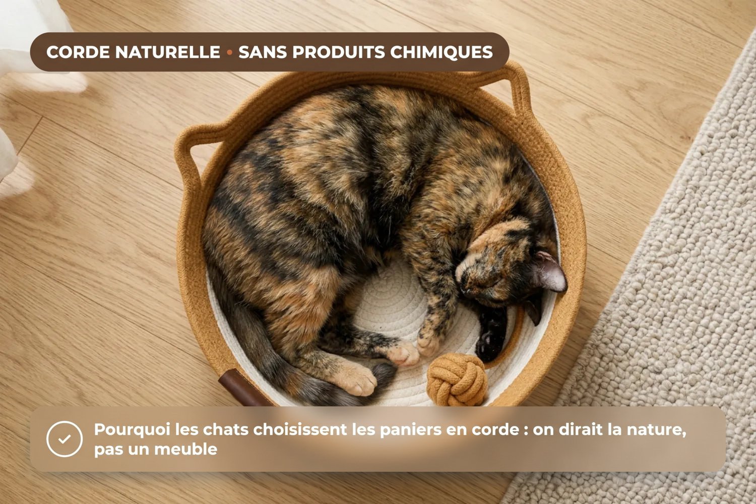 Chat endormi dans son panier Cordélia