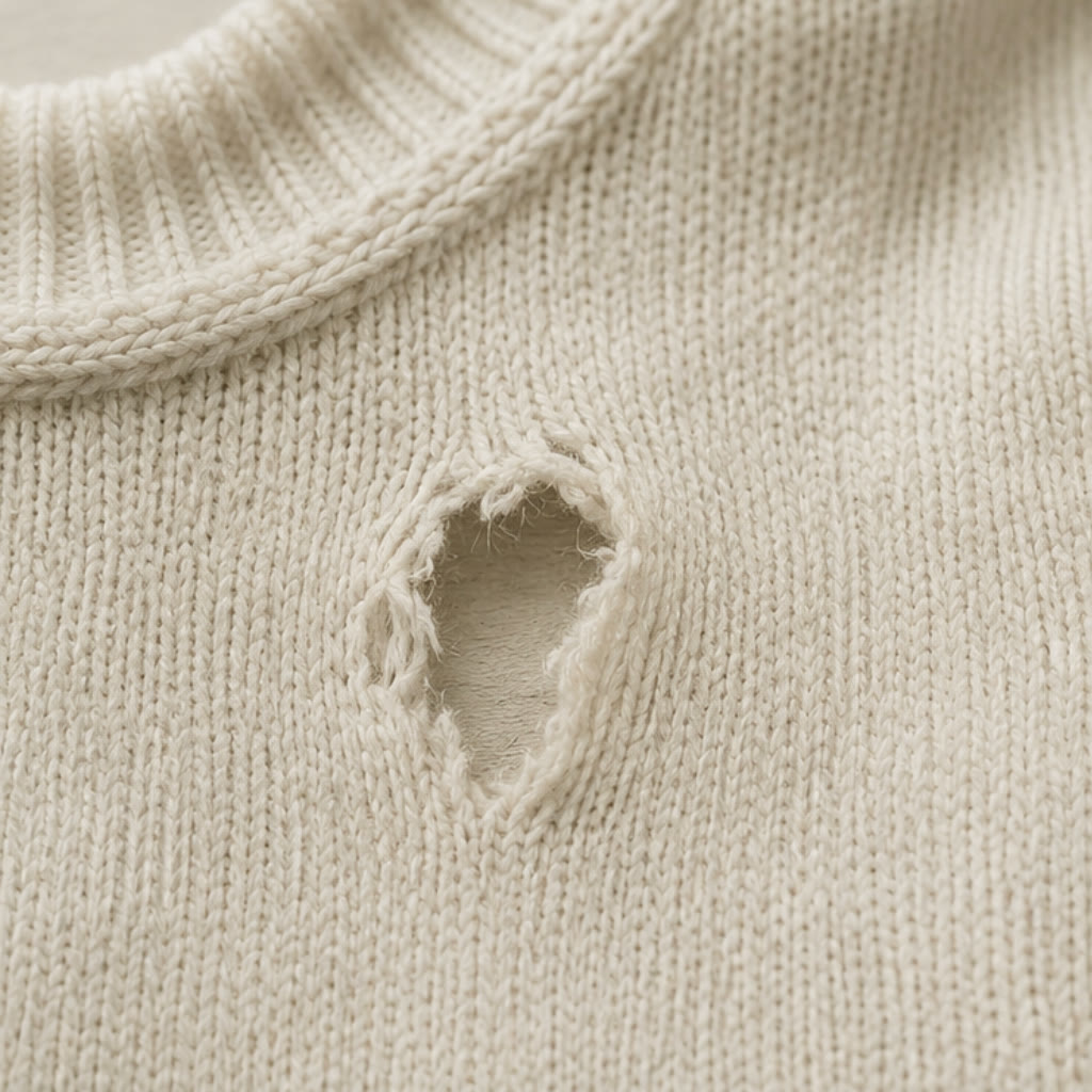 Pull troué avant la reprise