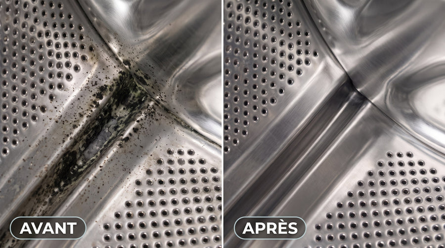 Moisissures dans le lave-linge avant et après