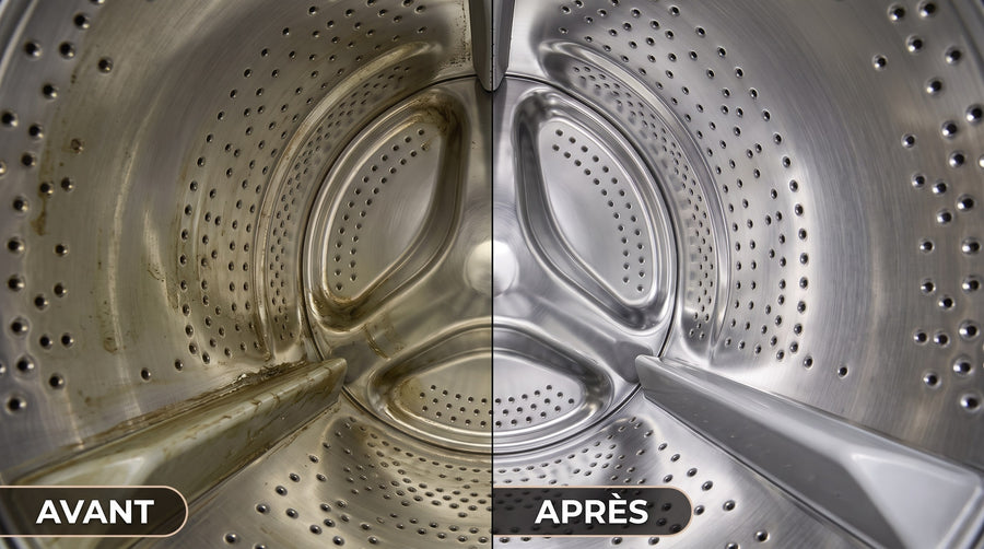 Saleté dans le lave-linge avant et après