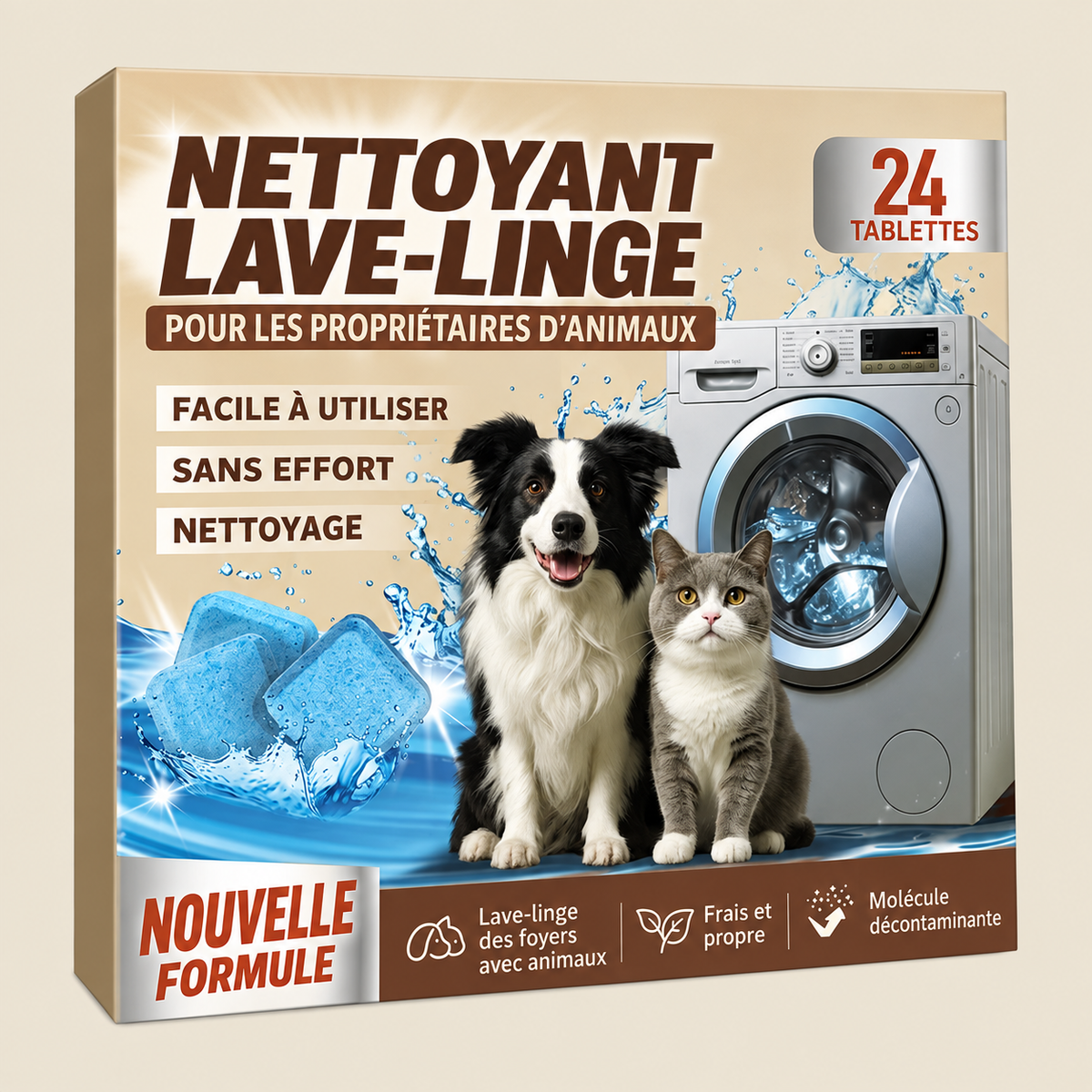 PureWash Nettoyant Lave-Linge Pro, emballage français