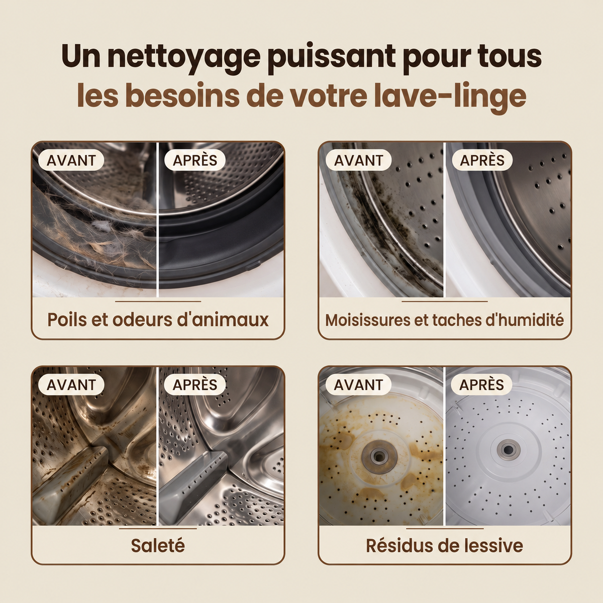 Un nettoyage puissant pour tous les besoins de votre lave-linge