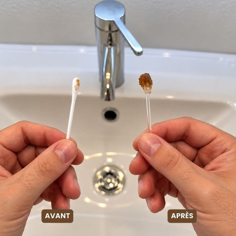 Coton-tige et bâtonnet Auricléa™ après usage