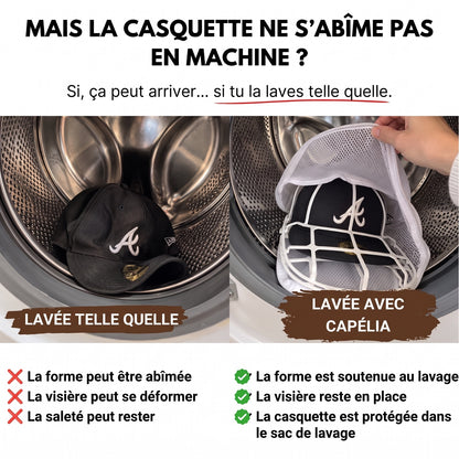 Casquette lavée telle quelle ou avec Capélia