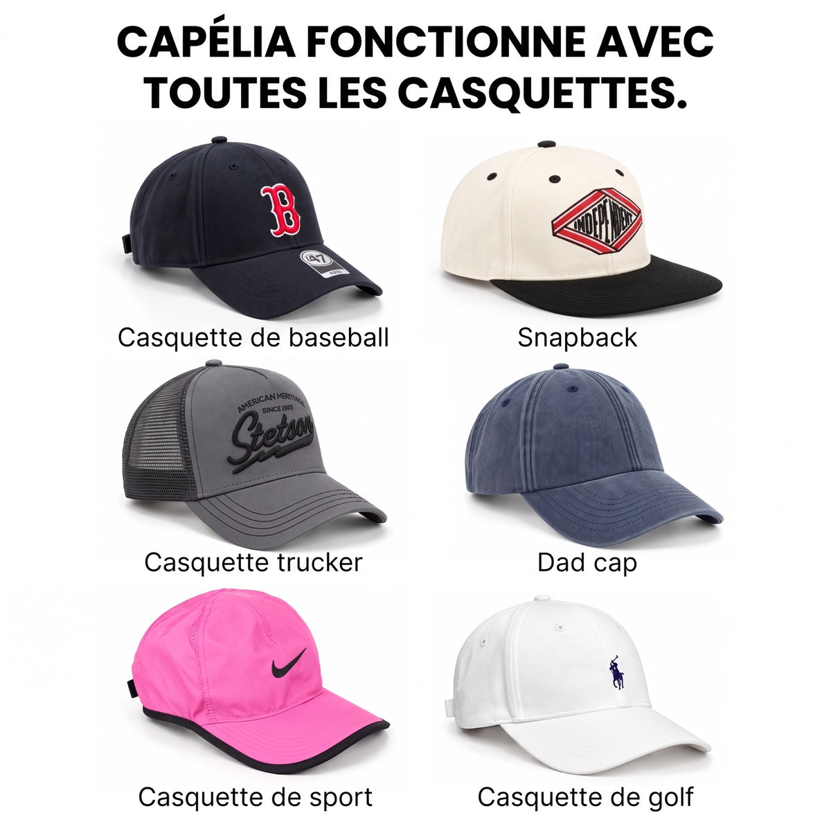 Capélia fonctionne avec toutes les casquettes