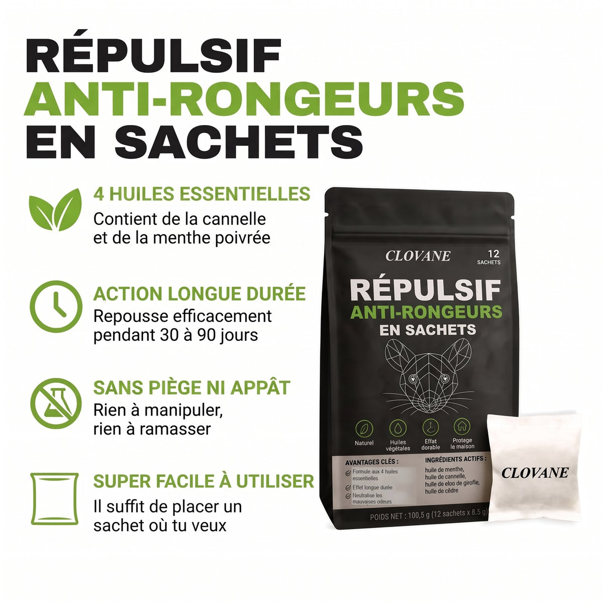 Clovane répulsif en sachets, avantages