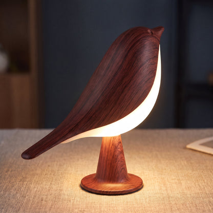 Gros plan sur le dos en bois foncé et le ventre blanc lumineux
