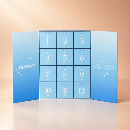Calendrier de l'Avent squishy Malaxo ouvert sur ses 12 cases numérotées