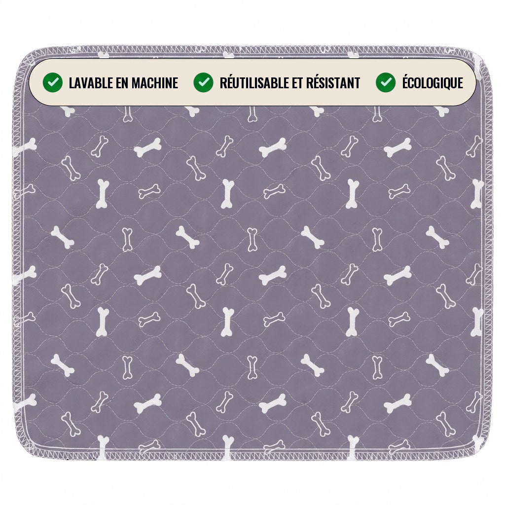 Tapis de propreté lavable Pattéa coloris Gris à motif os : lavable en machine, réutilisable et résistant, écologique