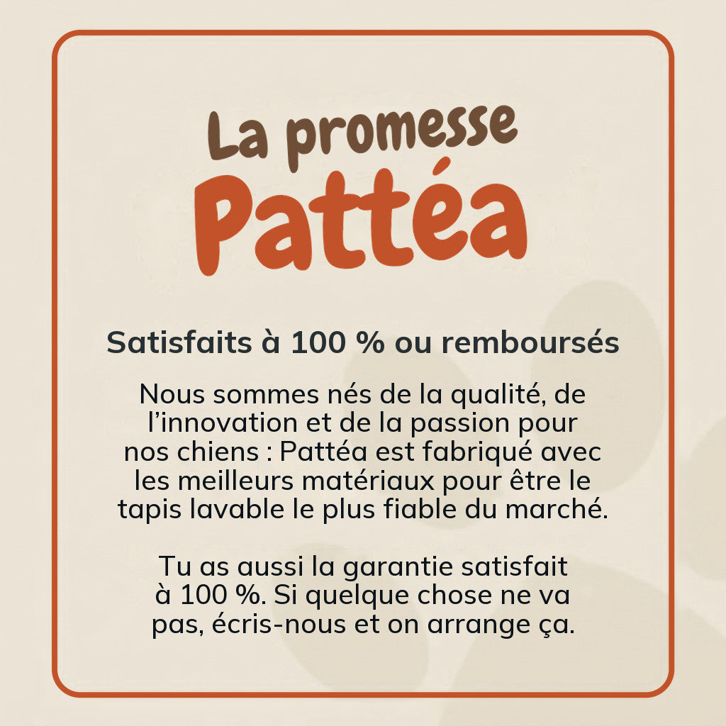 La promesse Pattéa : satisfaits à 100 % ou remboursés, le tapis lavable fabriqué avec les meilleurs matériaux