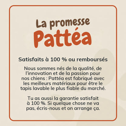 La promesse Pattéa : satisfaits à 100 % ou remboursés, le tapis lavable fabriqué avec les meilleurs matériaux