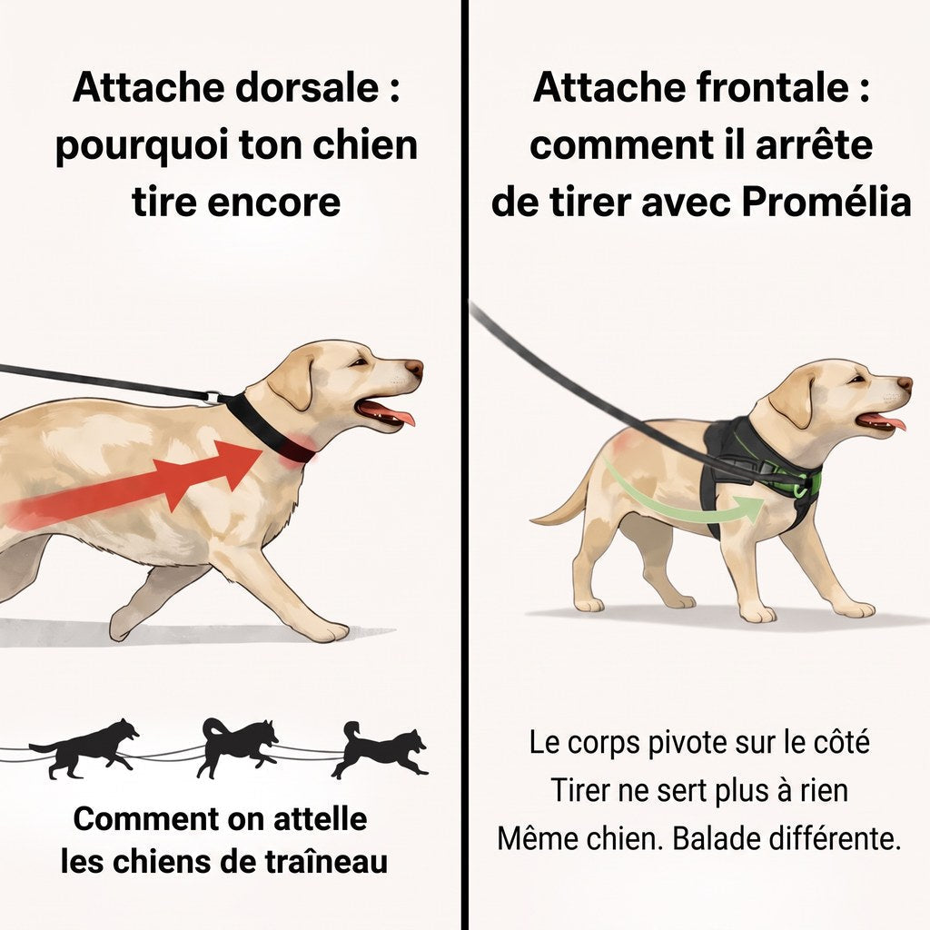 Attache dorsale ou attache frontale