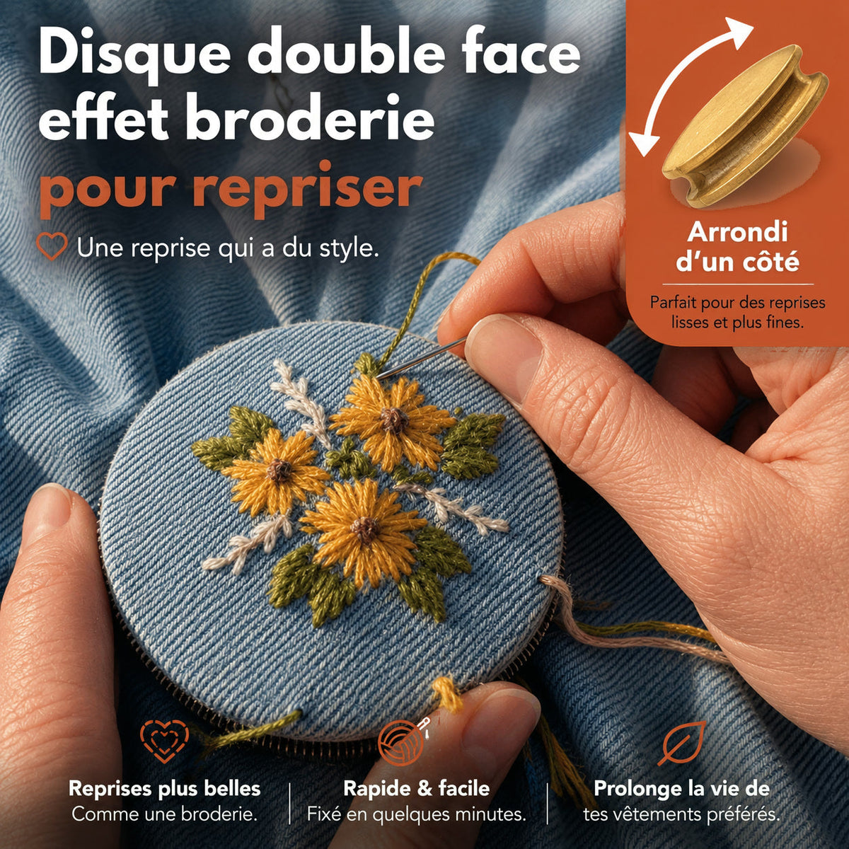Disque double face pour repriser