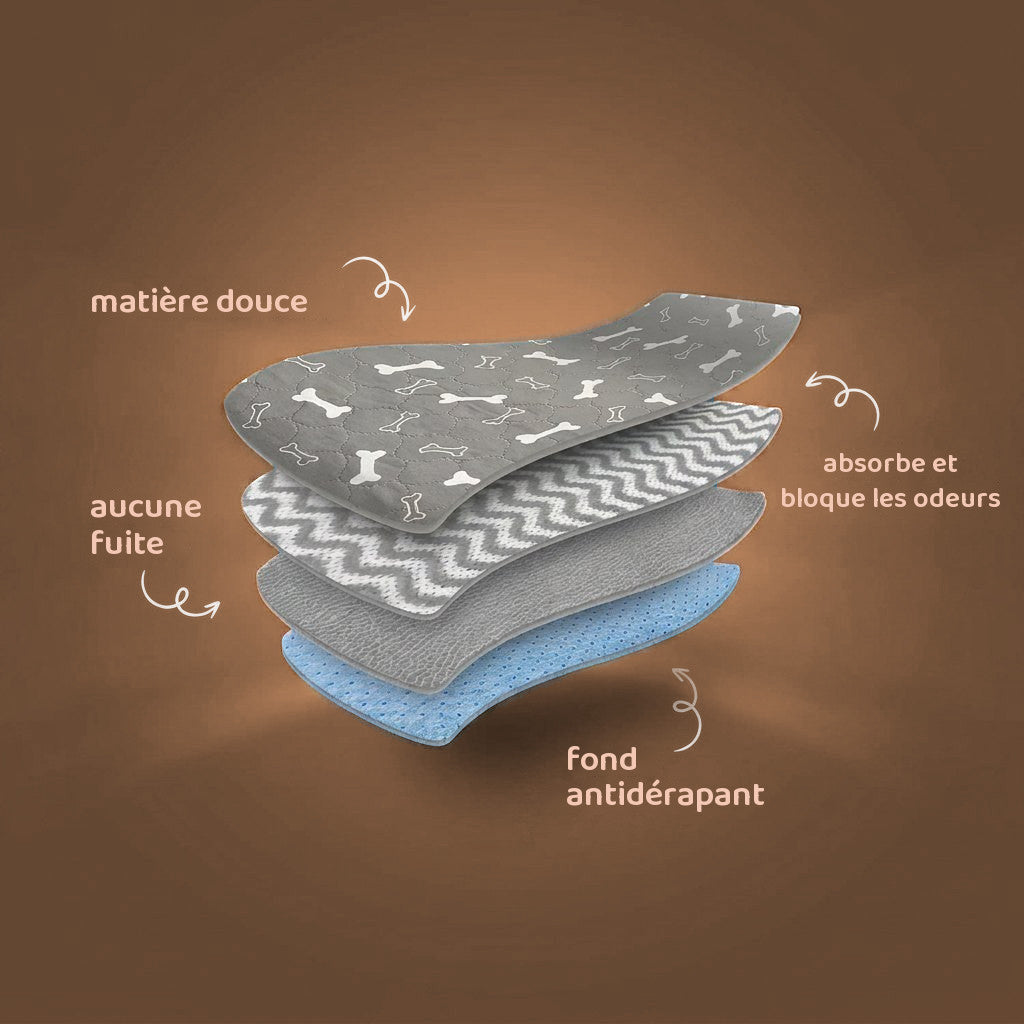 Les 4 couches du tapis lavable Pattéa